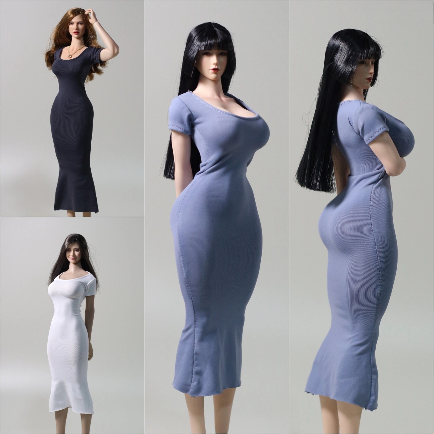 Modellino gonna abito lungo aderente donna scala 1/6 adatto per action figure 12"