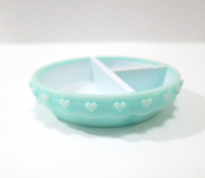 My Little Pony Newborn Divided Food Dish Bowl G1 Light Aqua & White