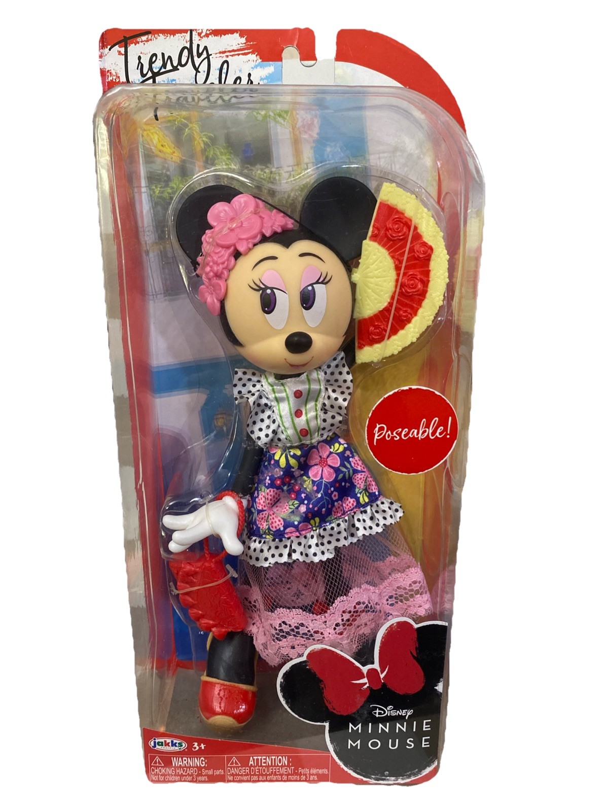 Bambola Minnie Mouse posabile 9" trendy viaggiatore 2020 Disney Jakks Pacific