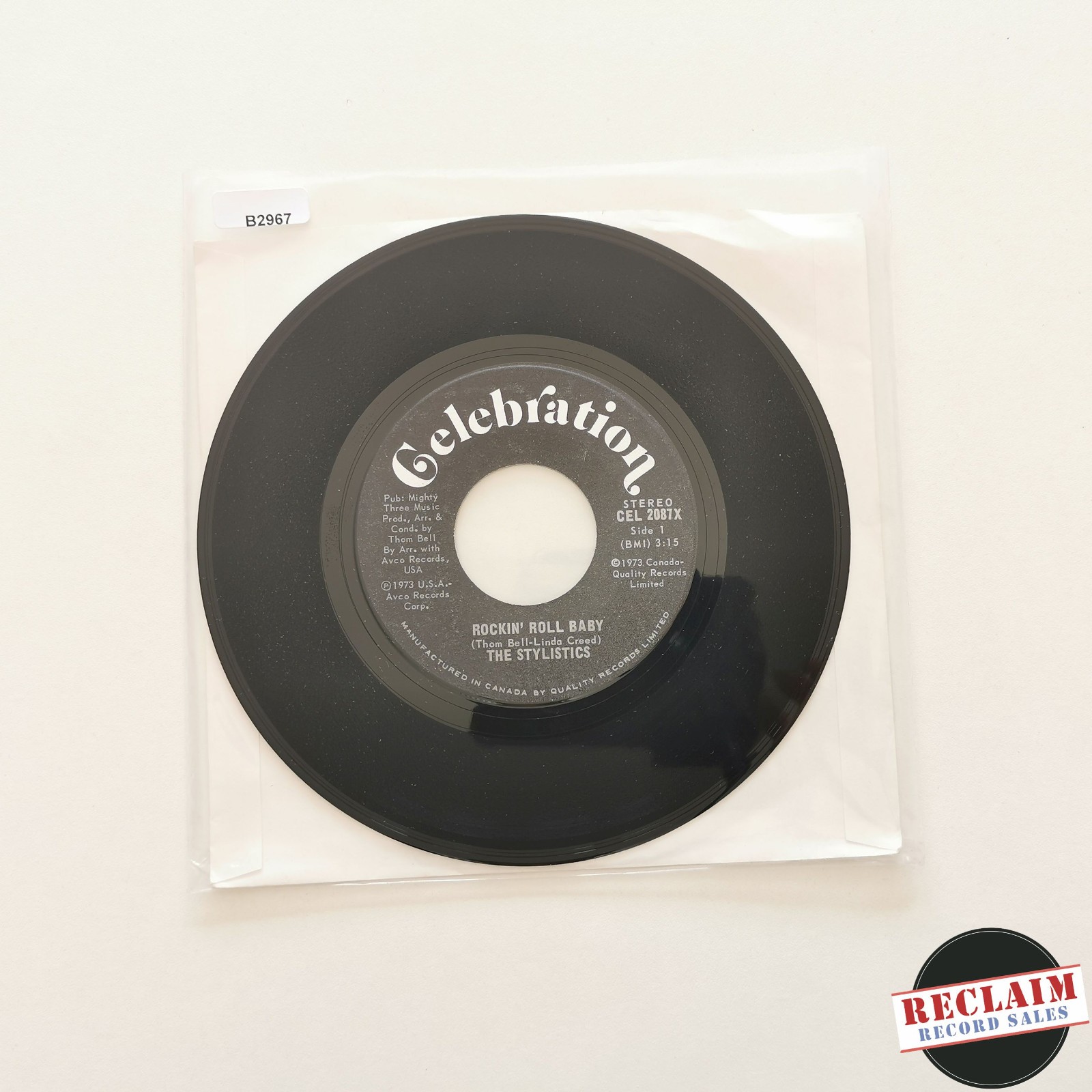 the stylistics - rockin roll baby 7" vinyl record VG
