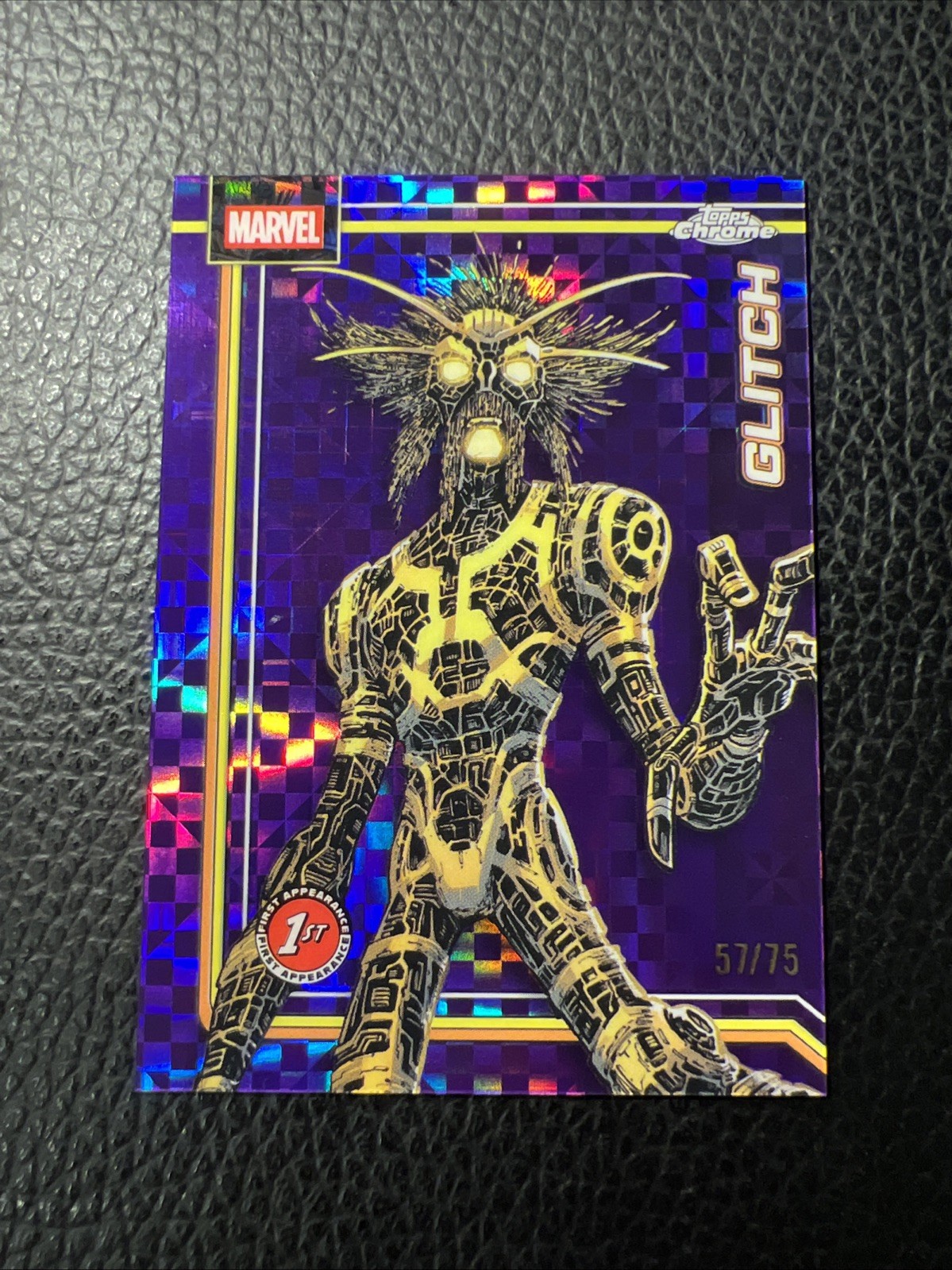 # 2026 Topps Chrome Marvel #119 Glitch prima apparizione viola X-Fractor /75 quasi nuovo