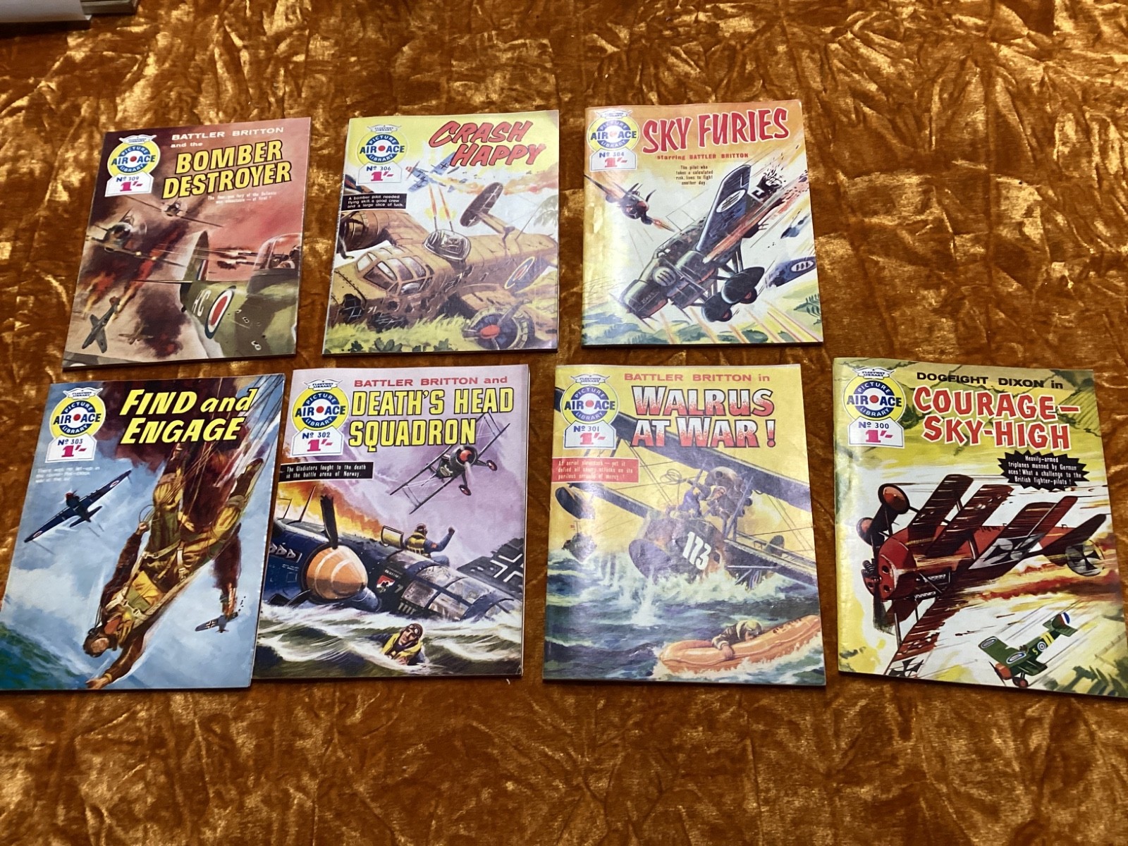 7 x  Air Ace Picture Library  Fleetway Library No 300 - 309     1966