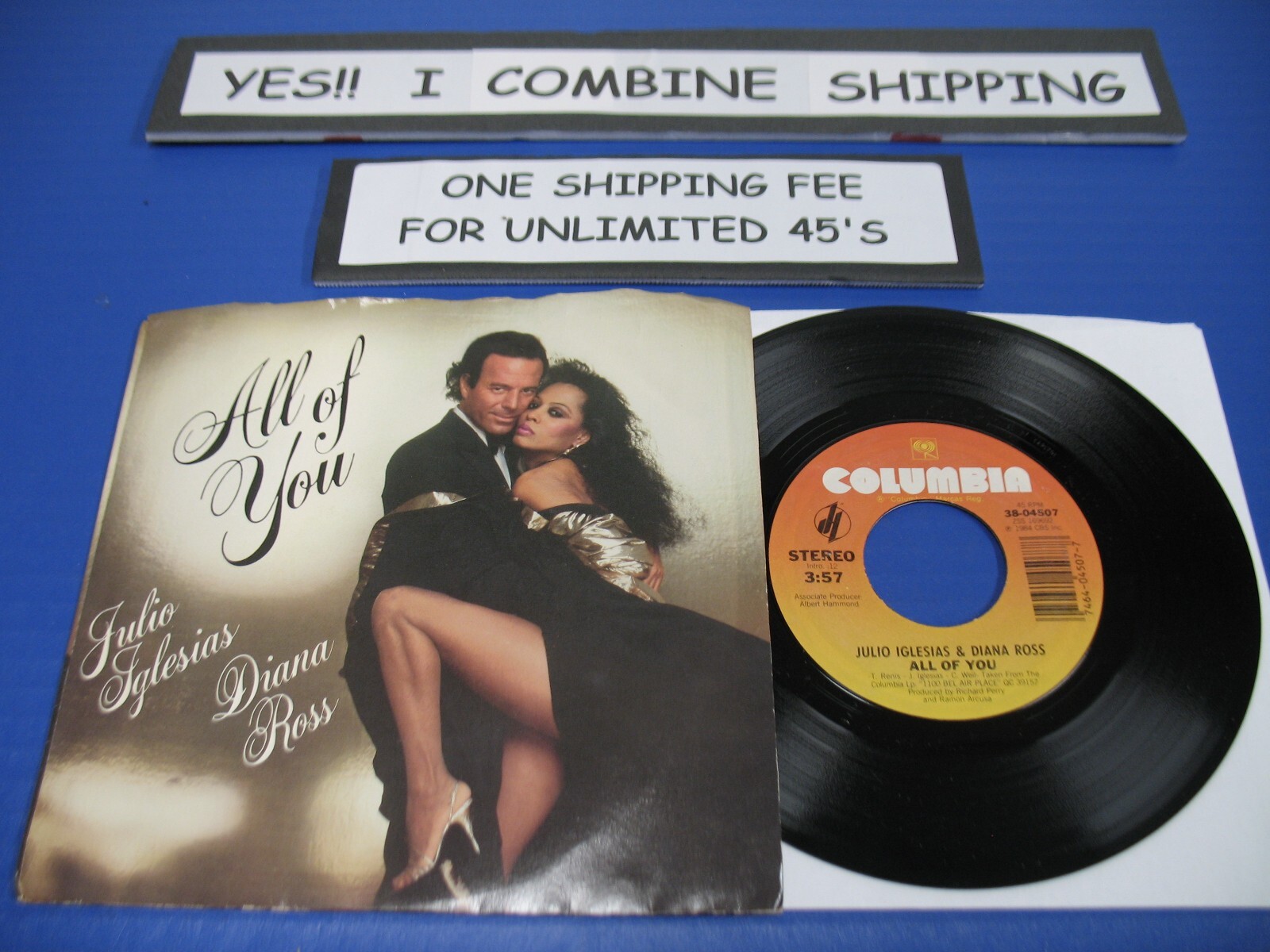 JULIO IGLESIAS & DIANA ROSS - All Of You / The Last Time - 1984 Soul 45 w/PS VG+