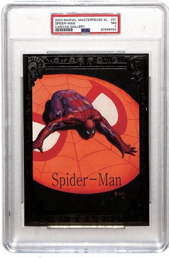 2024 Marvel Masterpieces XL Spider-Man Edizione Limitata Canvas Gallery /99 PSA 7