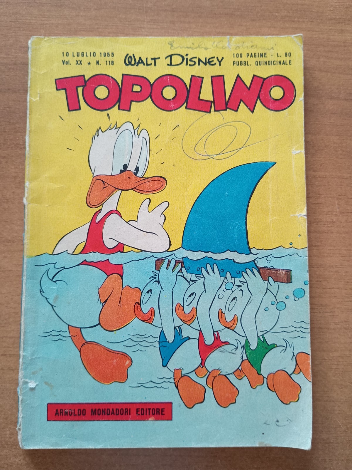 TOPOLINO LIBRETTO N. 118 DEL 10 LUGLIO DEL 1955 CON BOLLINO - MANCANTE PAGINE