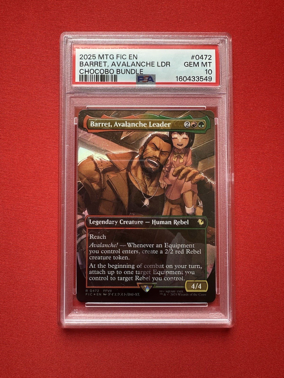 2025 Mtg TCG Final Fantasy Barret, Avalanche Leader #0472 Track Foil PSA 10 come nuovo
