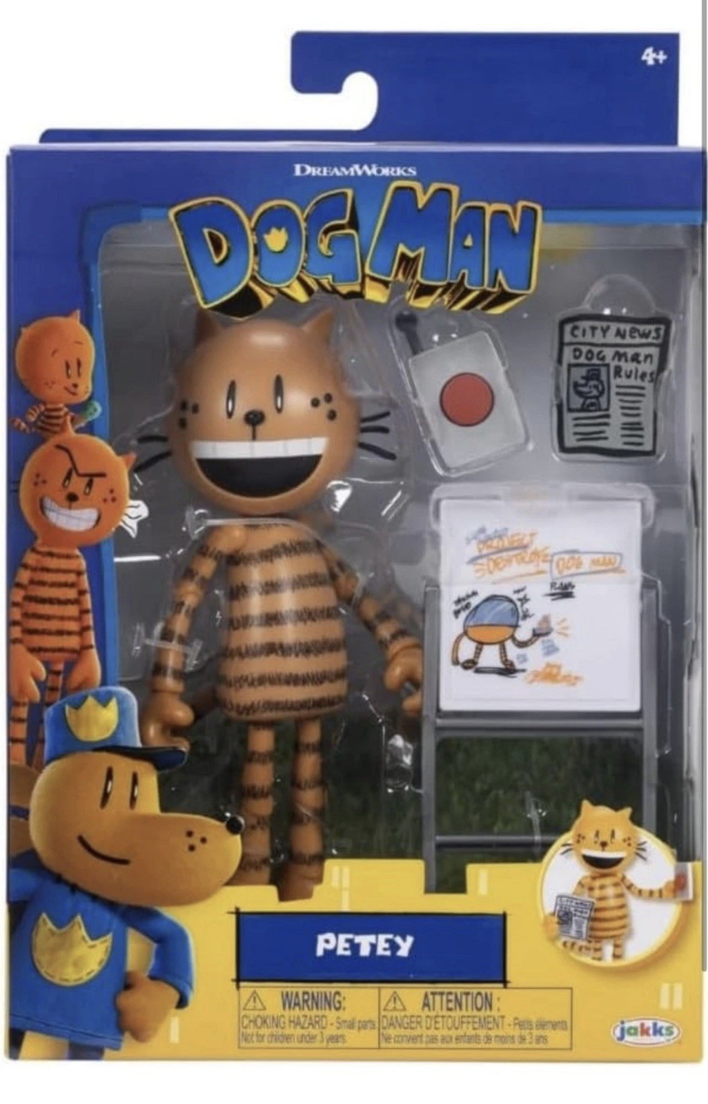Dreamworks Dog Man Petey Action Figure Set Jakks Pacific Nuovo Sigillato