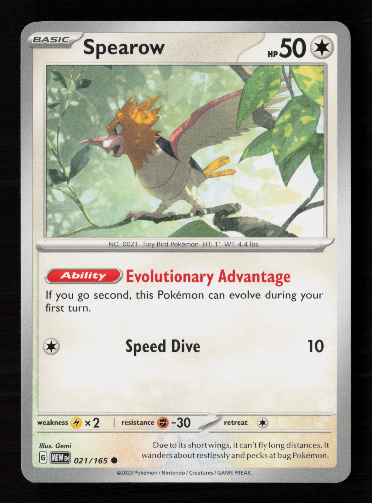 Carta Pokemon Spearow 021/165 Scarlatto e Viola 151