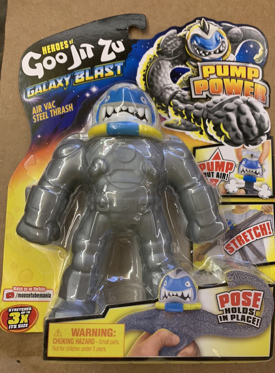 Heroes Of Goo Jit Zu Galaxy Blast Air Vac Acciaio Thrash Stretch Squalo Grigio Giocattolo