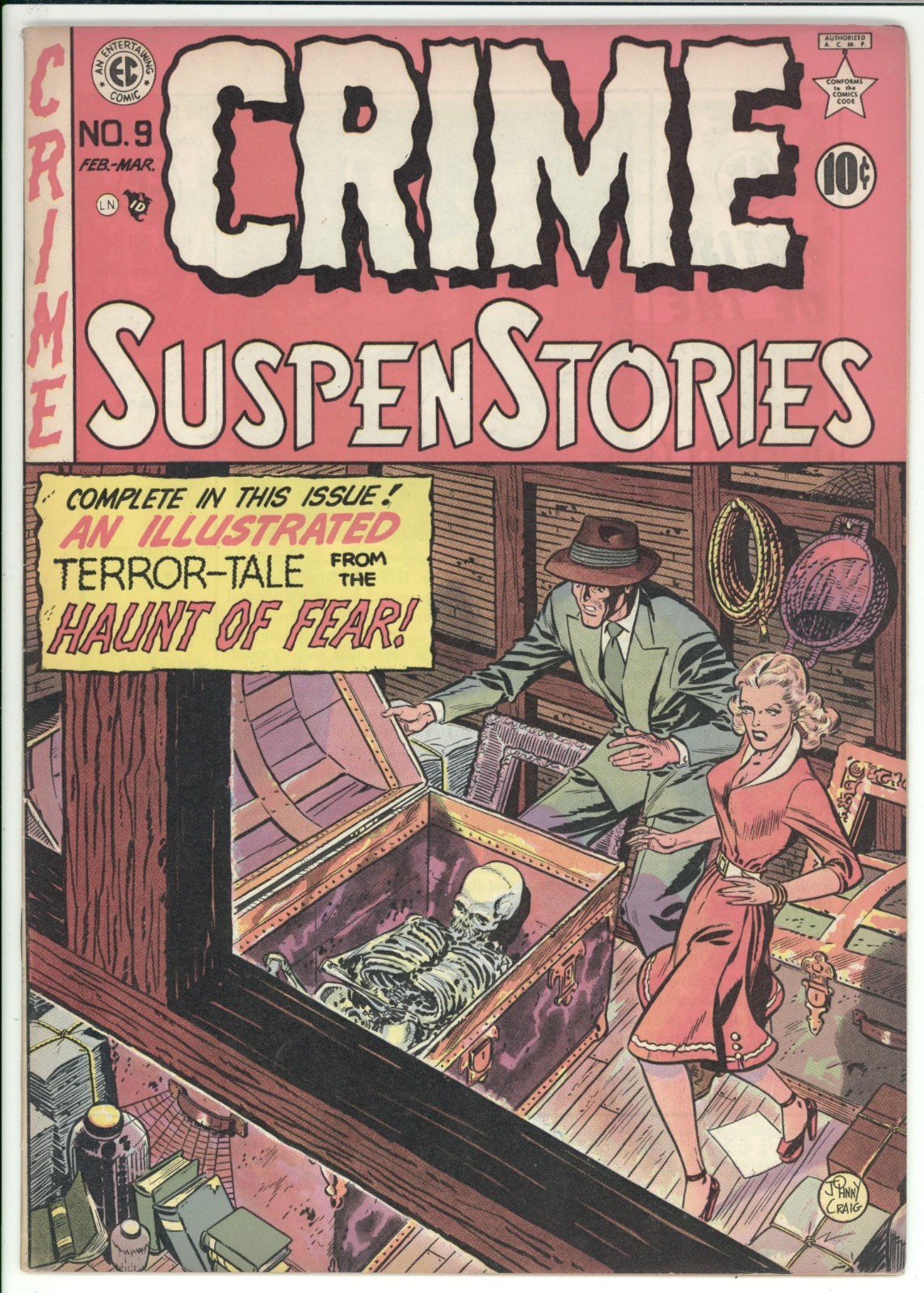 CRIME SUSPENSTORIES 9 FN+/6.5 - Killer mid-grade CE 1952!