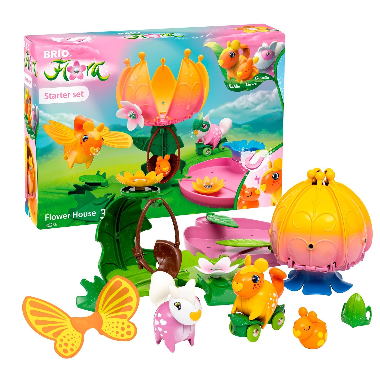 BRIO Flora 36236 Blumenhaus Starter-Set 19-tlg ab 3 Jahren BRIO World kompatibel