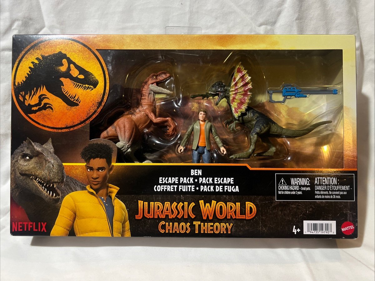 Jurassic World Chaos Theory Ben Escape Figure Pack Nuovo Camp Cretaceo Netflix