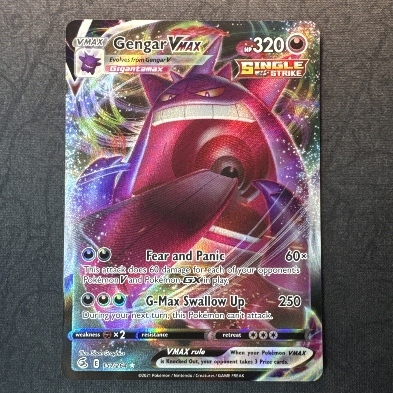 Gengar VMAX 157/264 Swsh08: Fusion Strike Holo Pokemon