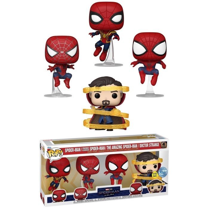 Personaggi Spiderman Funko Pop Marvel Toby Andrew Tom, Dr Strange, No way Home Mcu