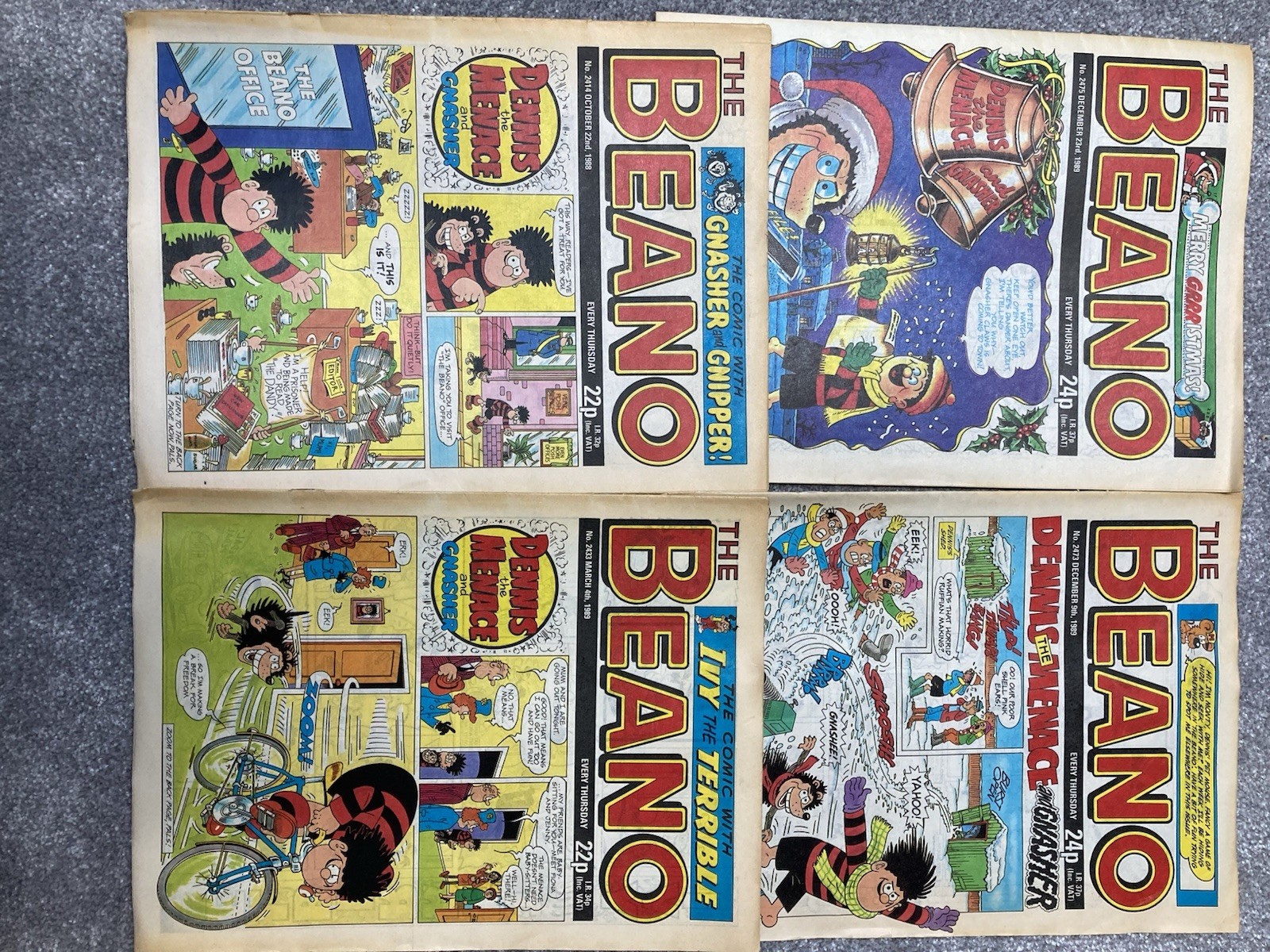 4no. Vintage BEANO comics 1989 No. 2433, 2414, 2475, 2473 Good Condition Bundle