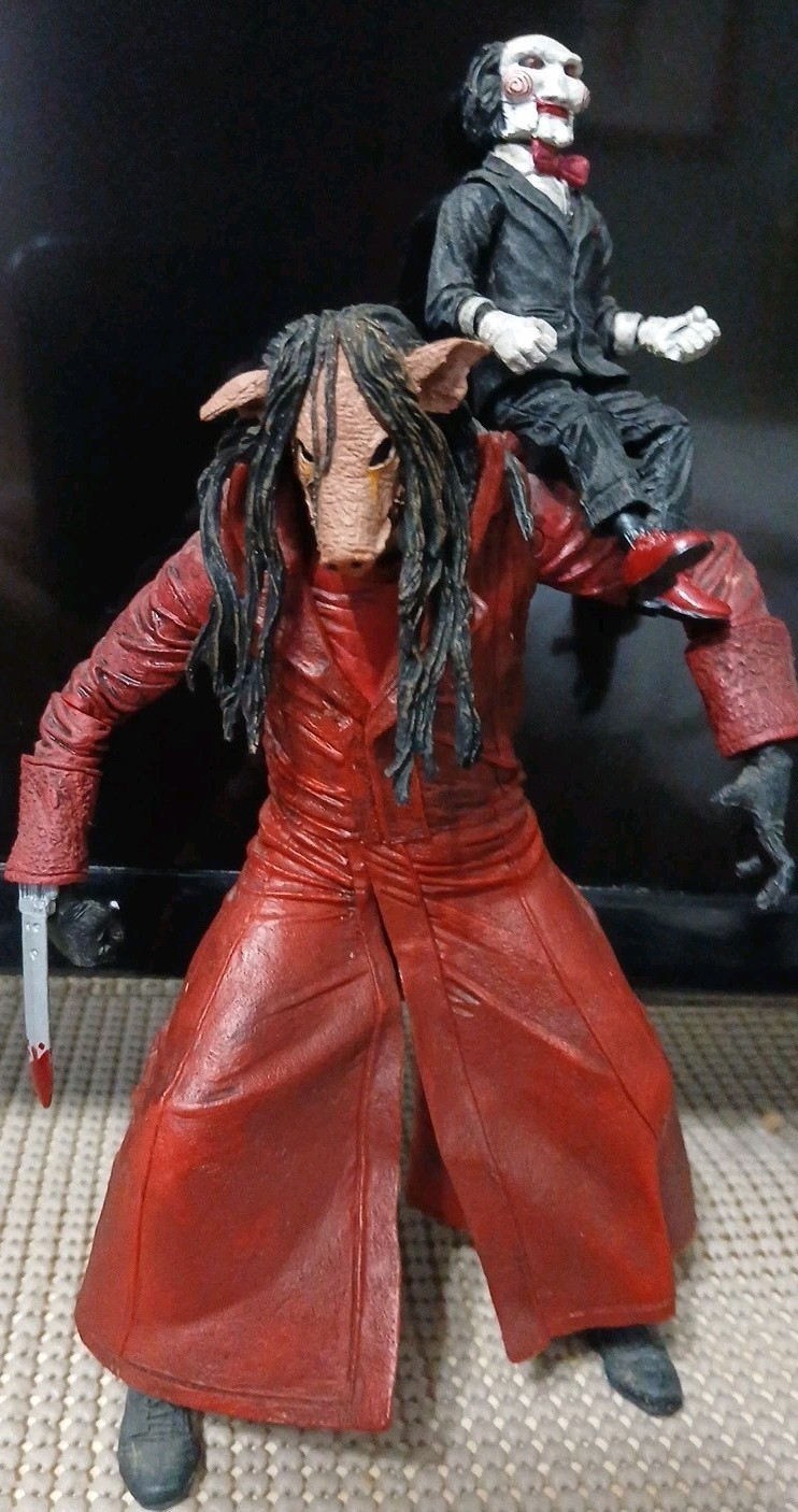 NECA Cult Classics Series 5 Saw Jigsaw Killer Pig Face 7" figura sciolta e Billy