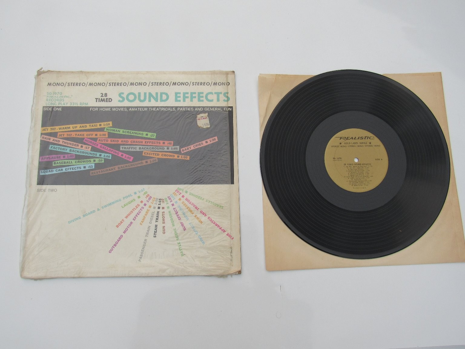 Realistic – 28 Timed Sound Effects LP Record 1970 Realistic Sound Effects 33 RPM
