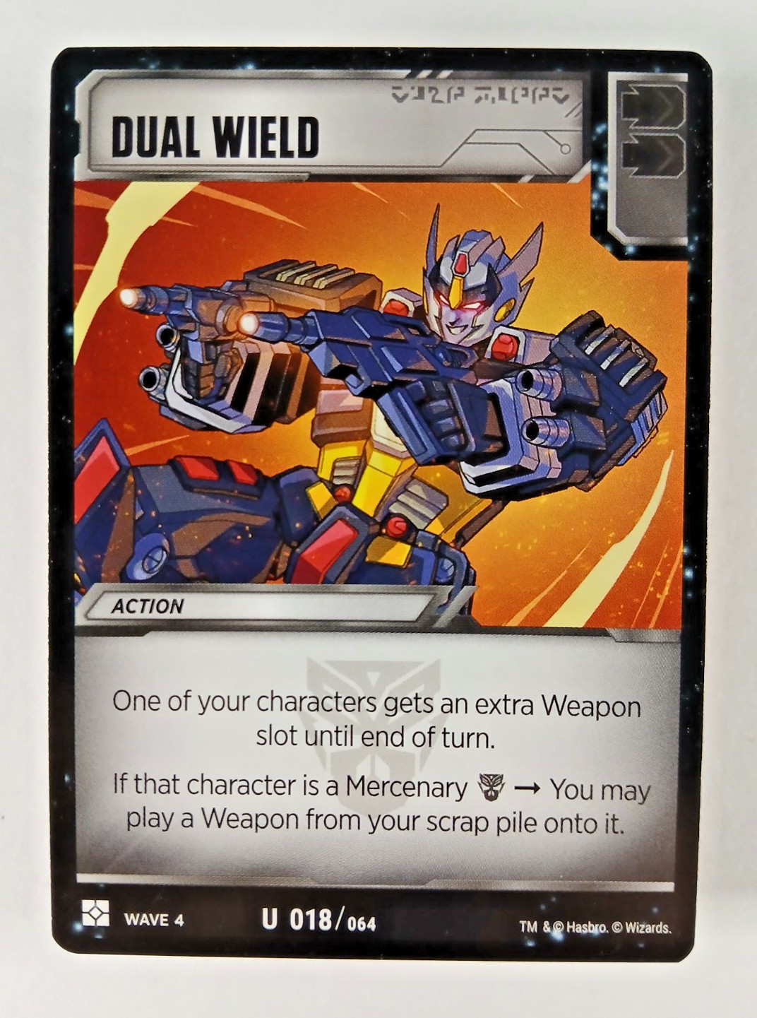 Dual Wield #18 - Wave 4, Transformers TCG card (2018 WotC) 018/064 duello