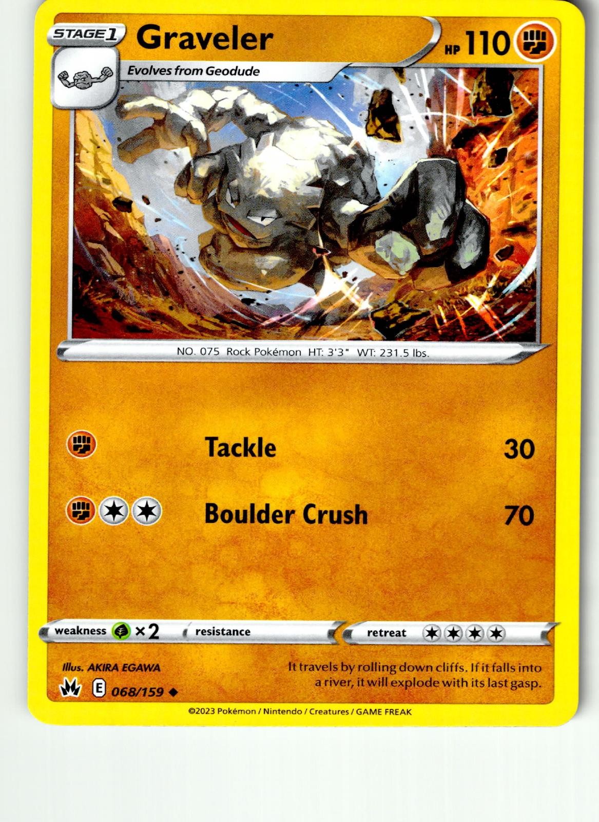 Graveler 068/159 Corona Zenith non comune Pokemon leggermente giocato