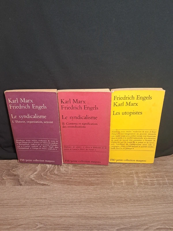 Lot 3 livres Marx & Engels - Le syndicalisme I & II + Les utopistes (Maspero)