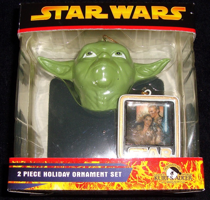 Star Wars Yoda 2-Piece Holiday Ornament Set Kurt S. Adler MIB Christmas 2005