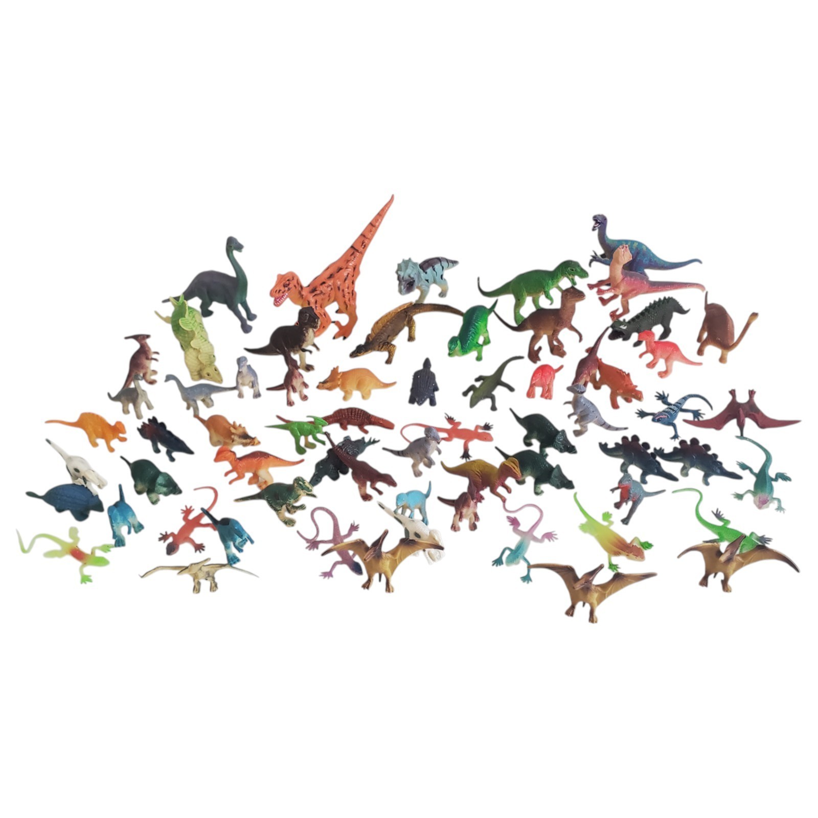 Lot 64 Figurines Dinosaures Reptiles Plastique Enfant Sans Marque Bon État