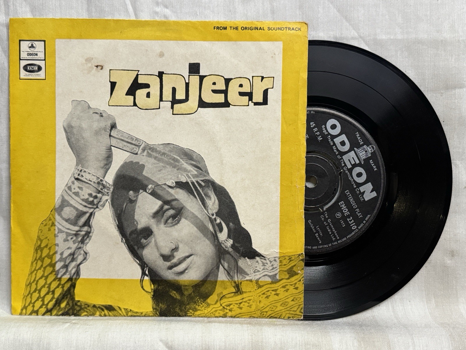 Zanjeer Record 45 Rpm EP 1973 Kalyanji Anandji Bollywood Hindi Film Indian VG+