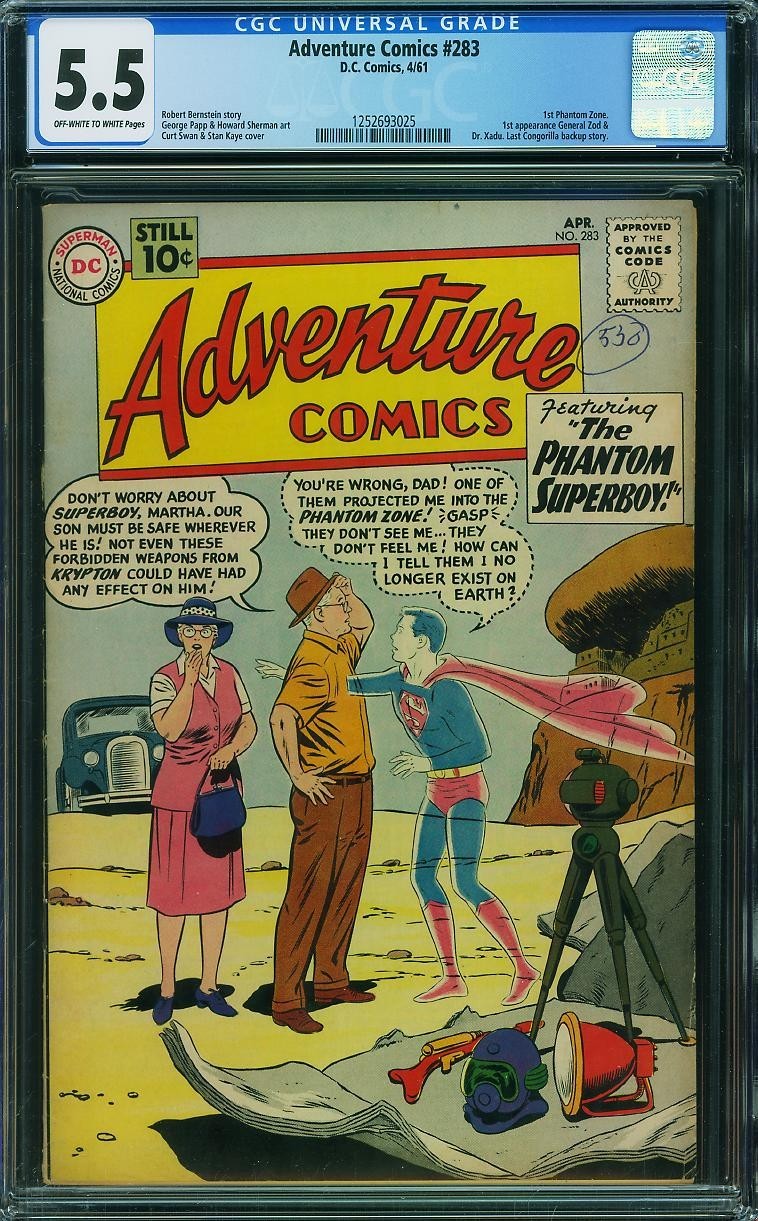 Adventure Comics 283 CGC 5.5 1° Generale Zod Phantom Zone Superboy DC 1961