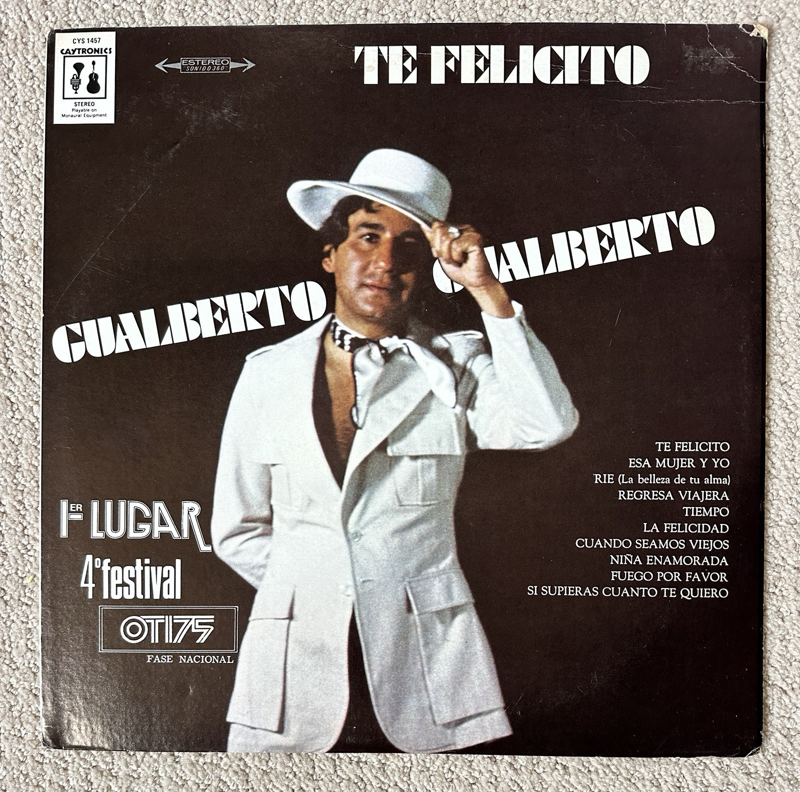Gualberto Castro Te Felicito LP Vinyl 1975 Caytronics CYS-1457 VG++/EX