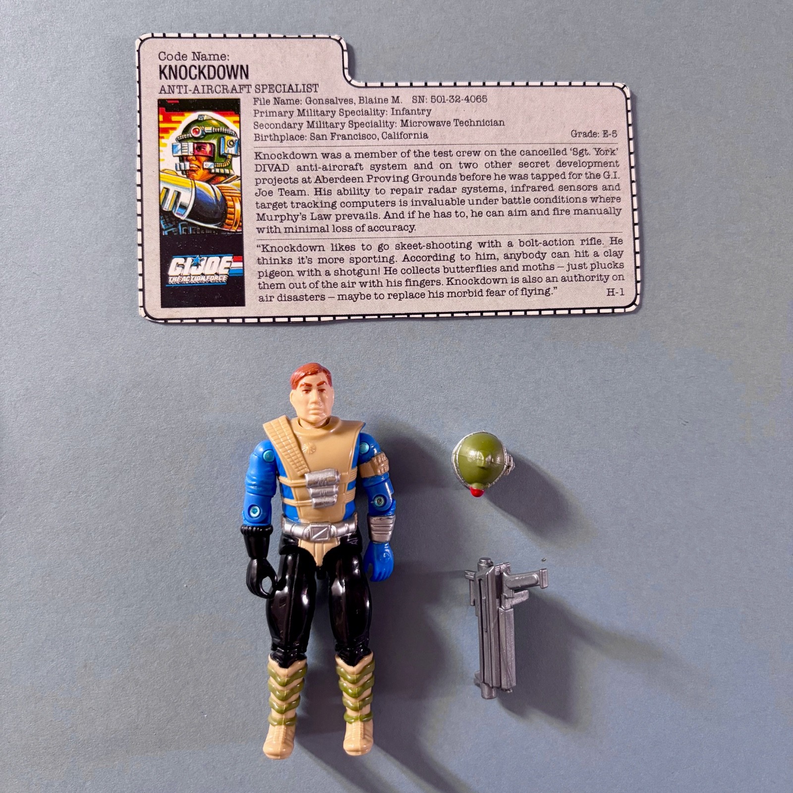 Vintage Action Force G.I. Joe - 1987 - Knockdown - Figure with File Card