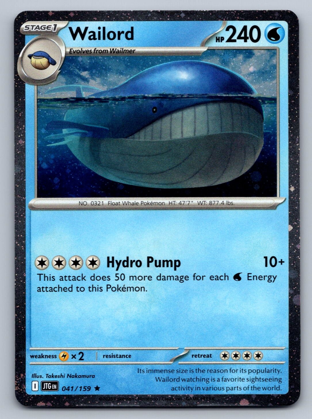 Wailord 041/159 Raro Viaggio Insieme Pokemon Reverse Holo Giocato Leggermente