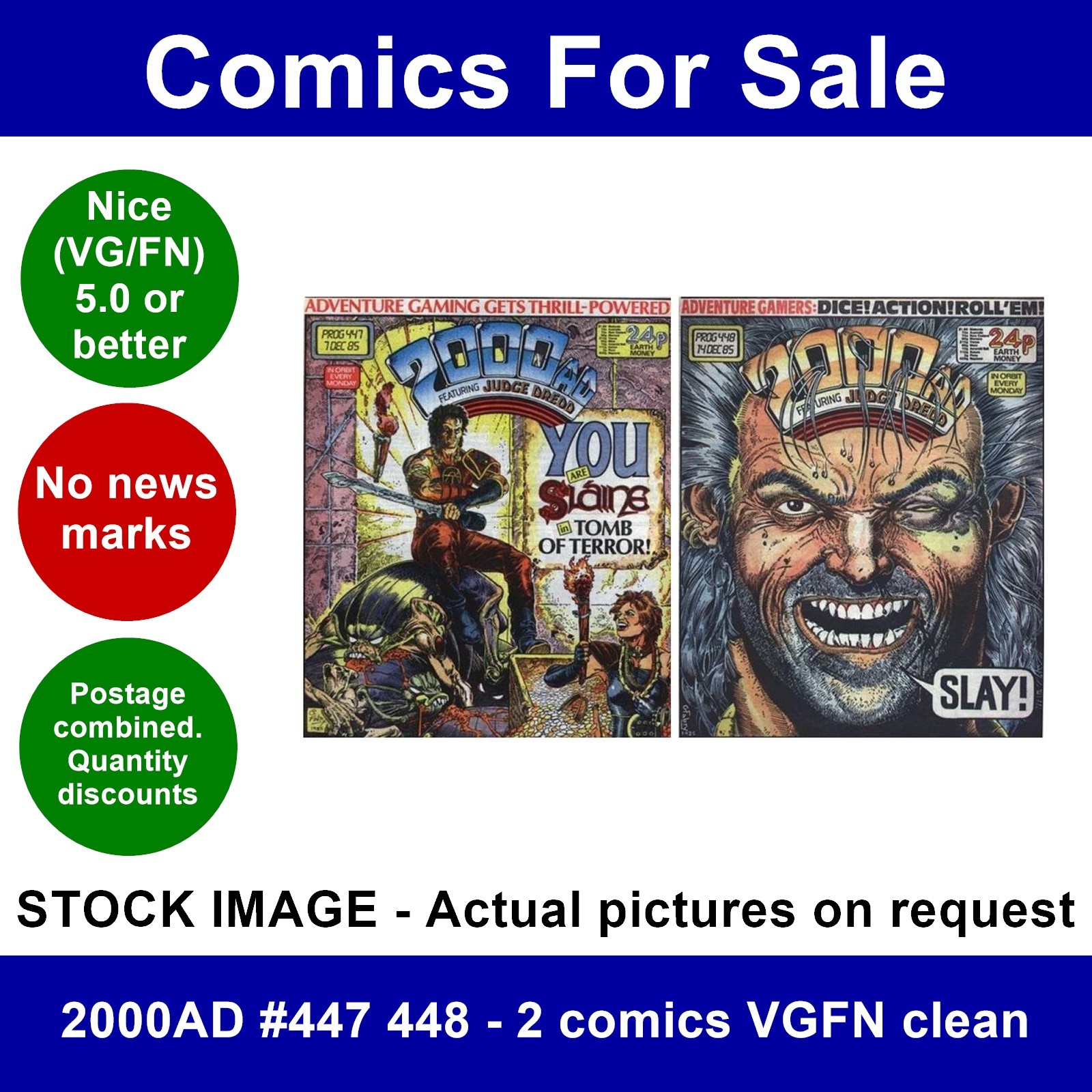 2000AD #447 448 - 2 comics VGFN clean