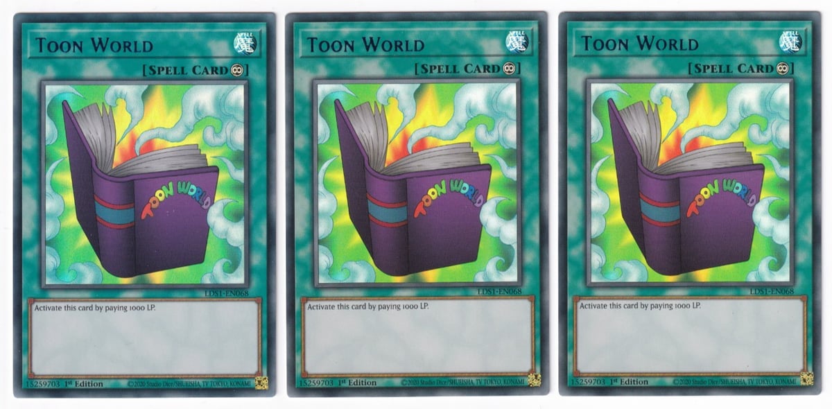 3x Toon World - (LDS1-EN068 - 1st Ed - blue Ultra Rare) - NM - Yugioh