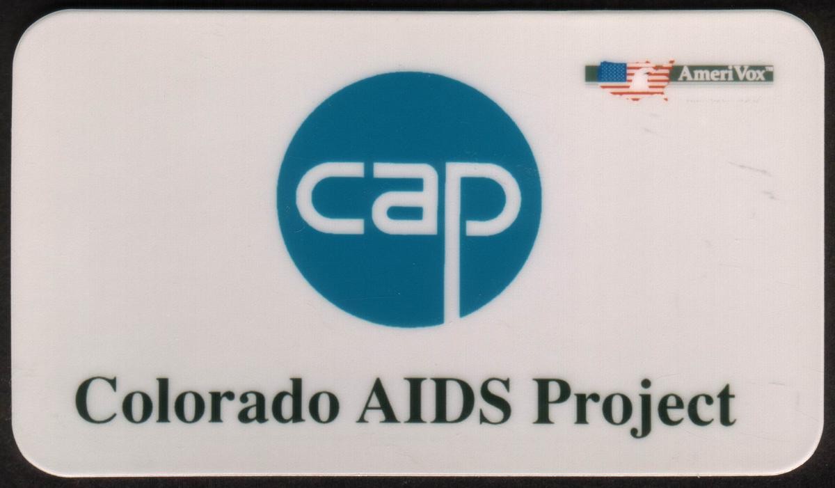 Scheda Telefonica 1992 Progetto AIDS del Colorado CAP (BC Formato Biglietto)