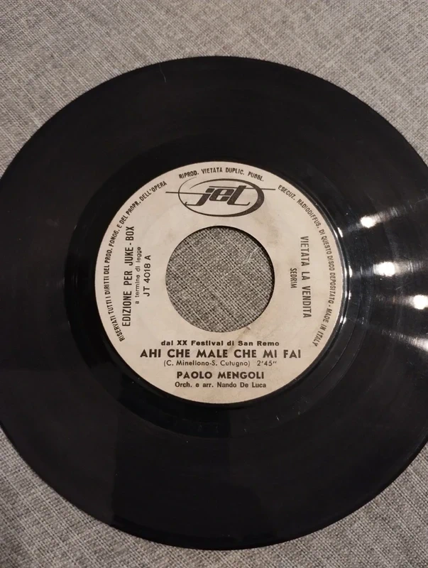 Paolo Mengoli / Rosanna Fratello – Ahi Che Male Che Mi Fai / Ciao Anni Verdi 45" jukebox
