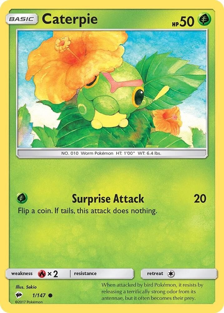 Caterpie - 1/147 - Common - SM Burning Shadows - Lightly Played