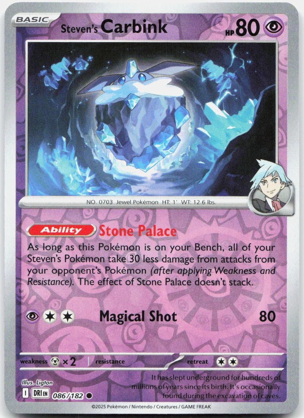 Steven's Carbink 086/182 Common Destined Rivals Pokemon Near Mint