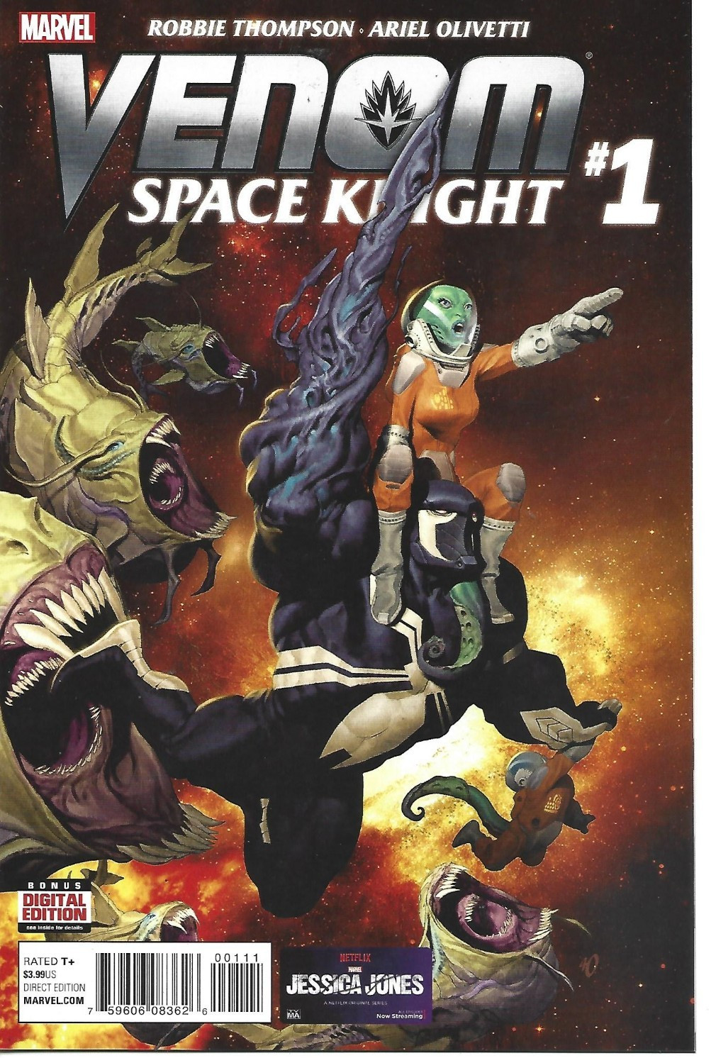 VENOM SPACE KNIGHT #1 ARIEL OLIVETTI COPERTINA A MARVEL COMICS 2016 IMBALLATO CON SCATOLA