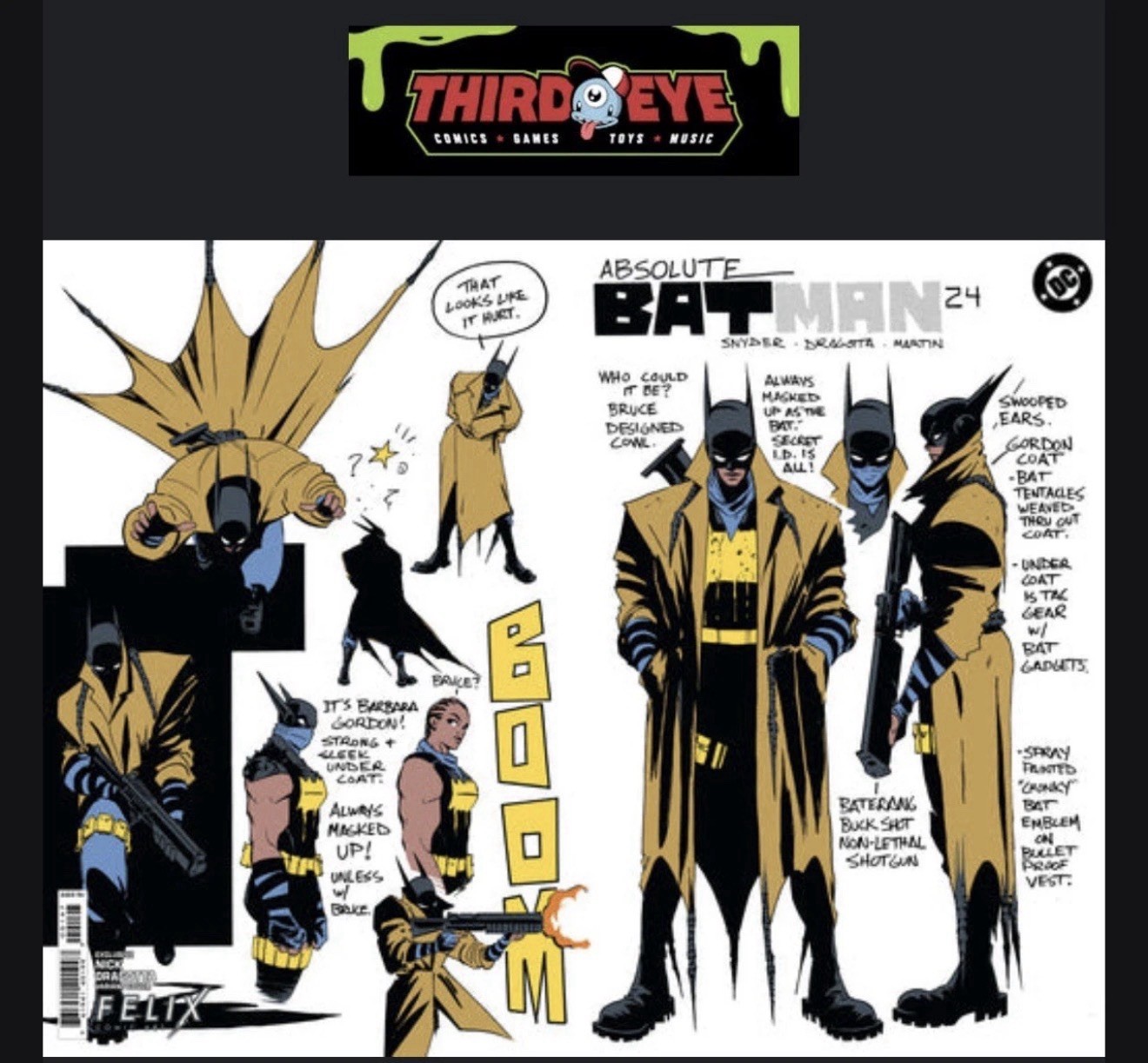 ABSOLUTE BATMAN #24 FELIX NICK DRAGOTTA DESIGN CARDSTOCK EXCLUSIVE PRESALE ✅