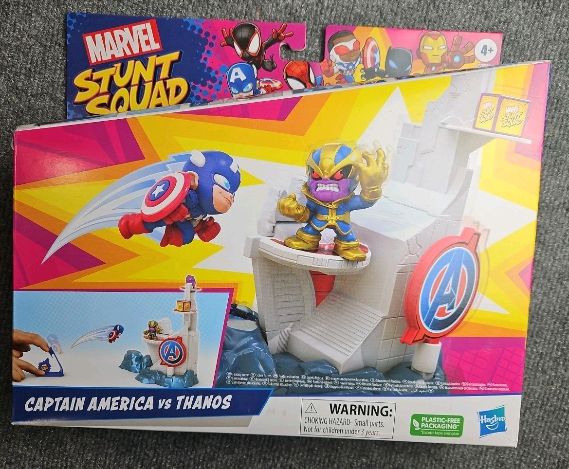 Marvel Stunt Squad Captain America vs Thanos Tower Smash NUOVO SIGILLATO