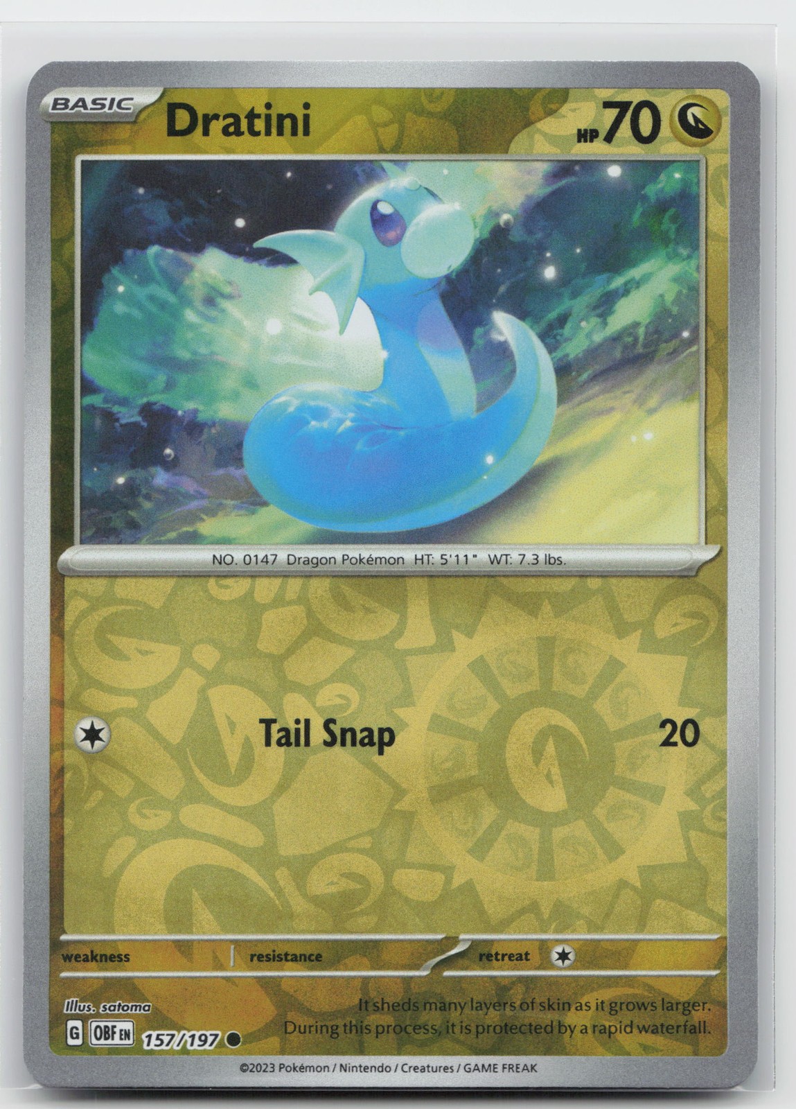 Fiamme Ossidiana Dratini 157/197 Pokemon comune quasi nuovo satoma