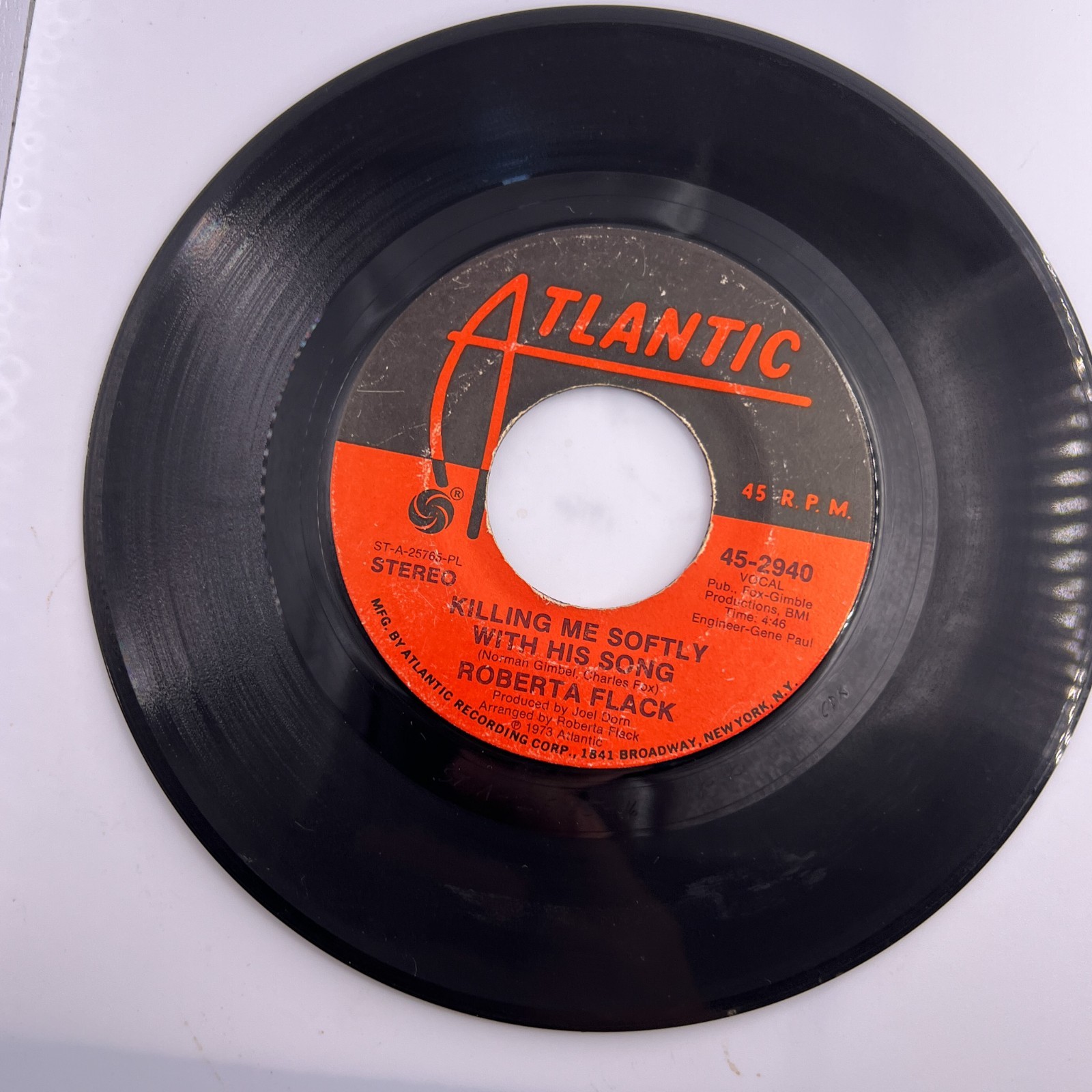 Vinyl 45 RPM Record - Roberta Flack - Killing Me Softly / Just Like A Woman