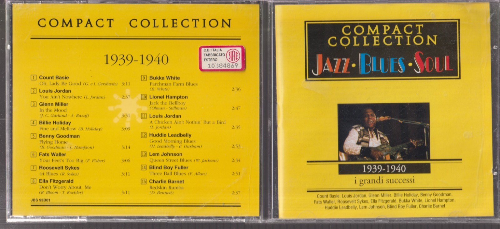 Jazz Blues Soul 1939 1940 I Grandi Successi CD 15 Tracce E00974