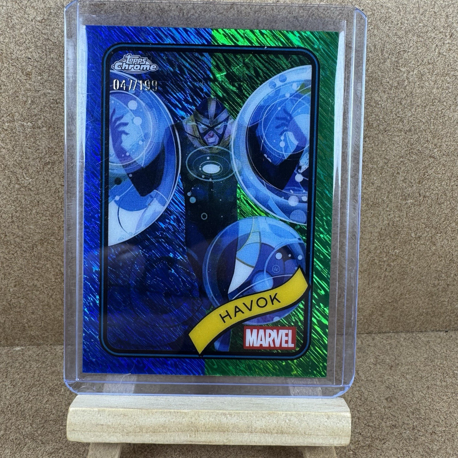 2025 Topps Chrome Marvel Havok Blue and Green Shimmer Refractor #/199 #4