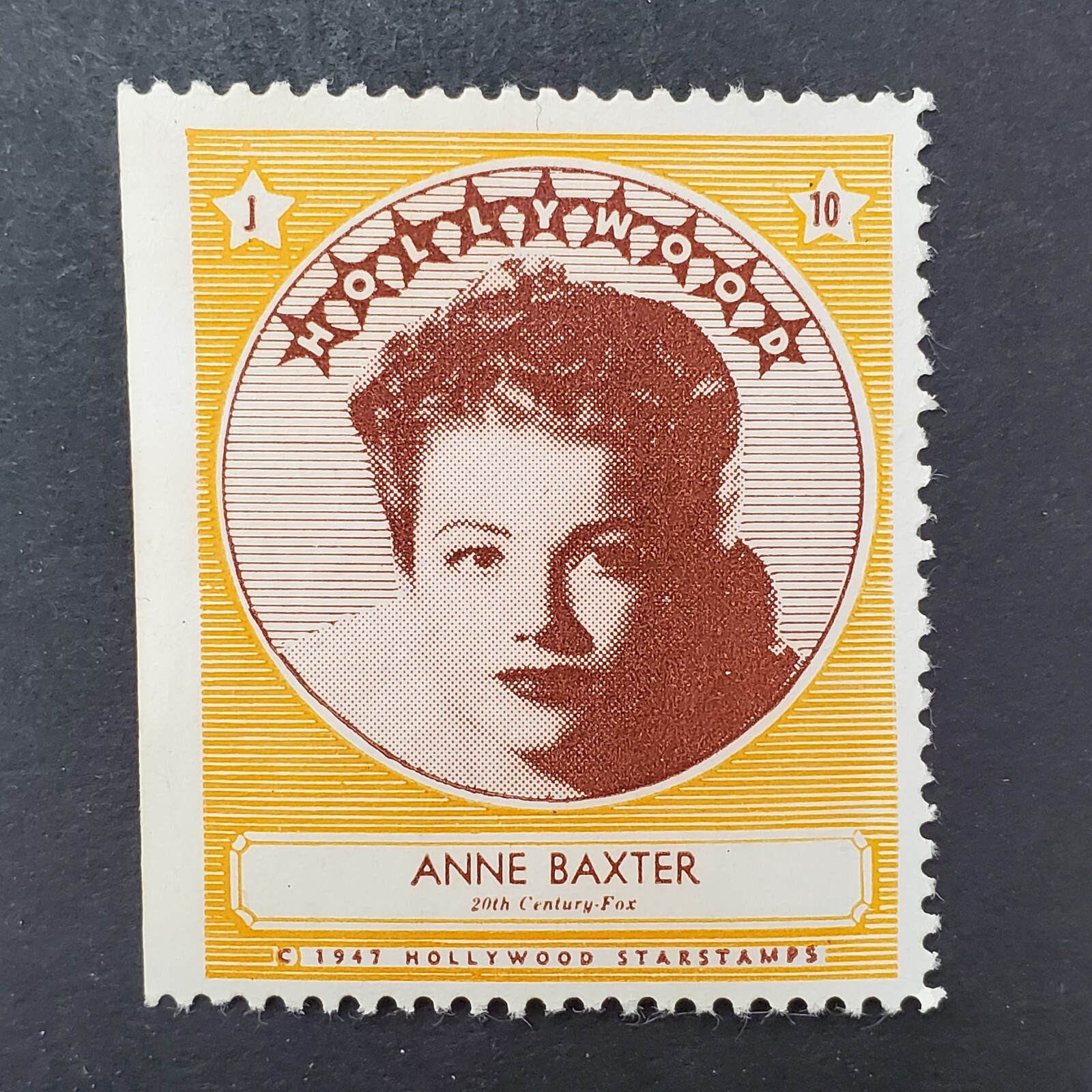 Anne Baxter 1947 Hollywood Screen Movie Stars Stamp Trading Card