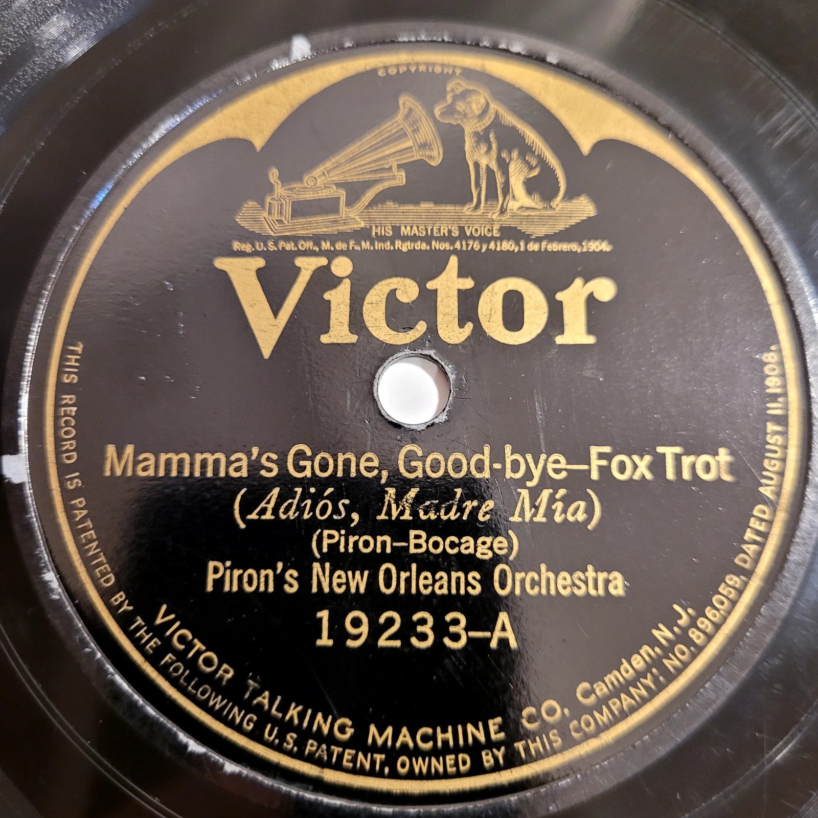 👂Piron's New Orleans Orchestra Mamma's Gone Good-Bye Wiggle Shimmy Goodbye 78