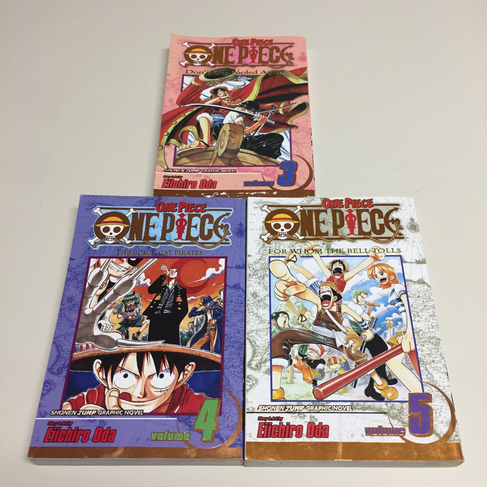 One Piece Volume 3 4 5 1° Prima Stampa Edizione Manga Volume Inglese Gold Foil