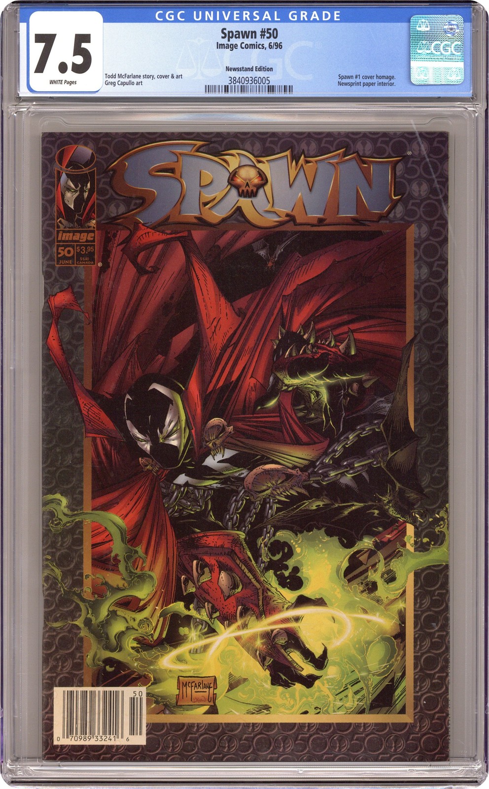 Spawn #50N McFarlane Newsstand Variant CGC 7.5 1996 3840936005