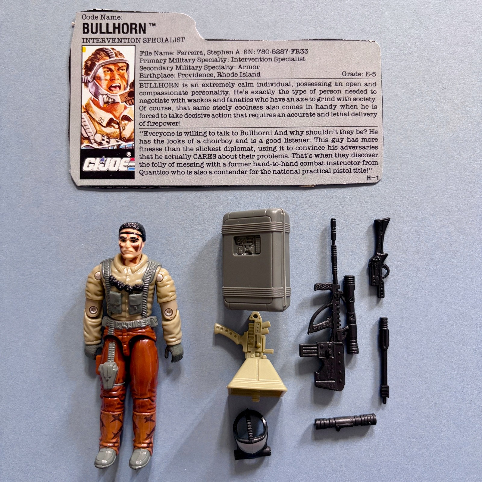 Vintage Action Force G.I. Joe - 1990 - Bullhorn - Figure with File Card