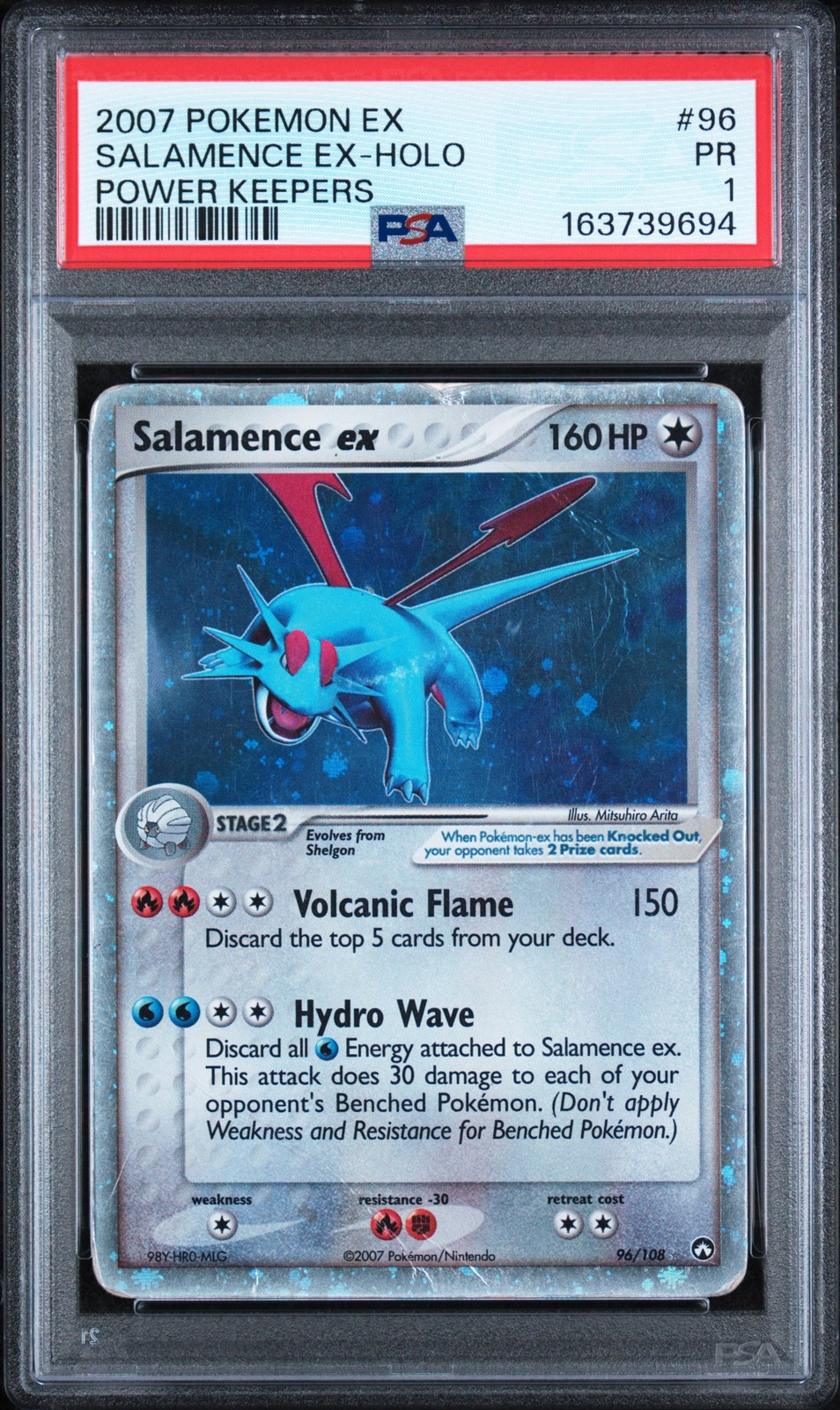 2007 POKEMON EX POWER KEEPERS #96 SALAMENCE EX-HOLO PSA 1